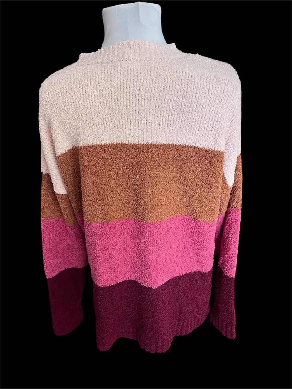 Maurices Striped Cozy Scoop Sweater in Cream, Tan, Pink, Burgundy